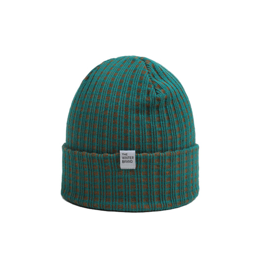 Nordic Checkered Green and Brown Beanie