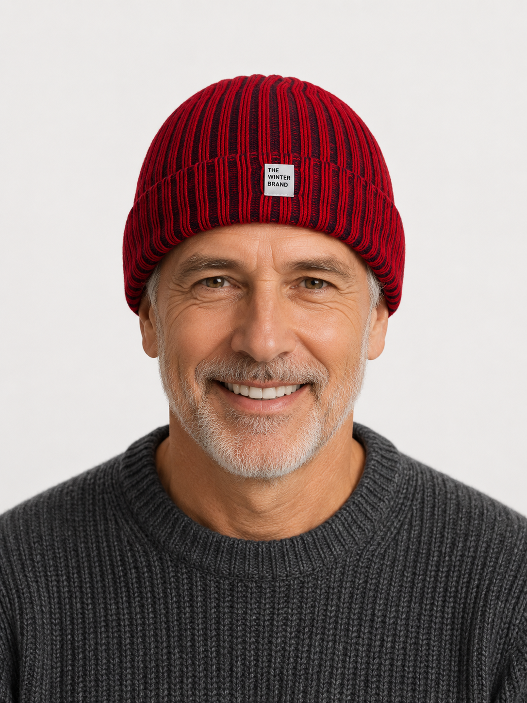Robin Stripes Red and Navy Beanie