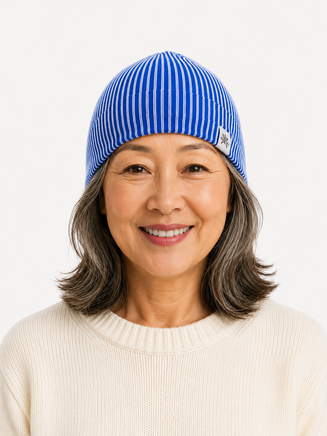Snowy Stripes Blue Beanie