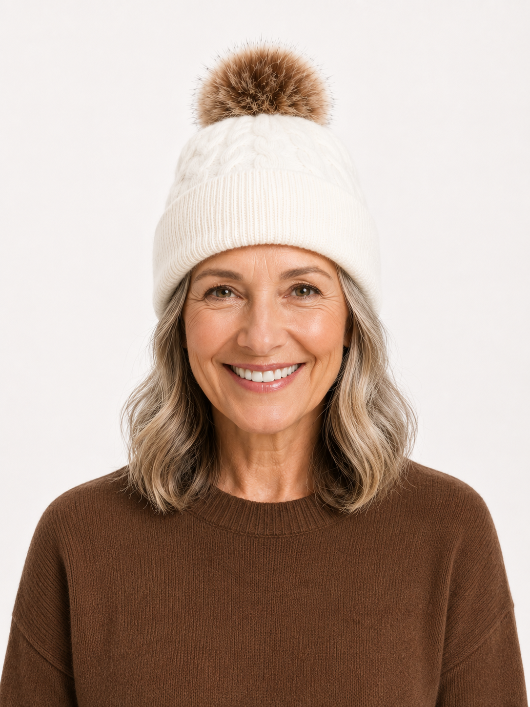 Fluff White Pompom Beanie