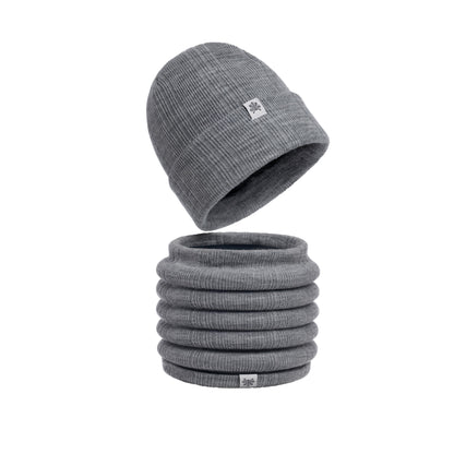 Skater Gray Beanie and Neck Warmer Set