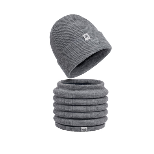 Skater Gray Beanie and Neck Warmer Set
