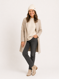 Beige angora wool flare beanie 