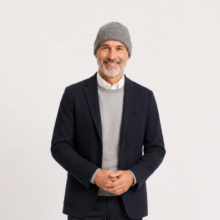 Flare Angora Wool Gray Beanie