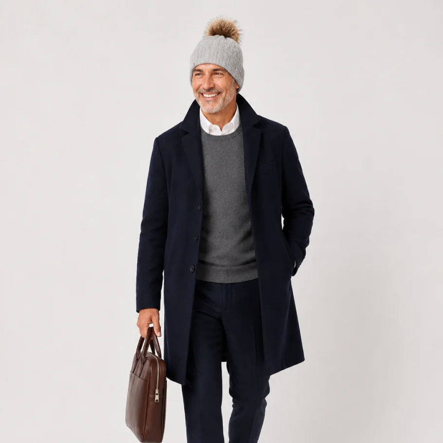 Fluff Gray Pompom Beanie