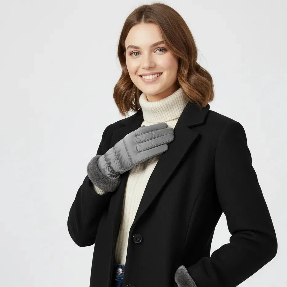Gale Women Gray Waterproof Leather Gloves