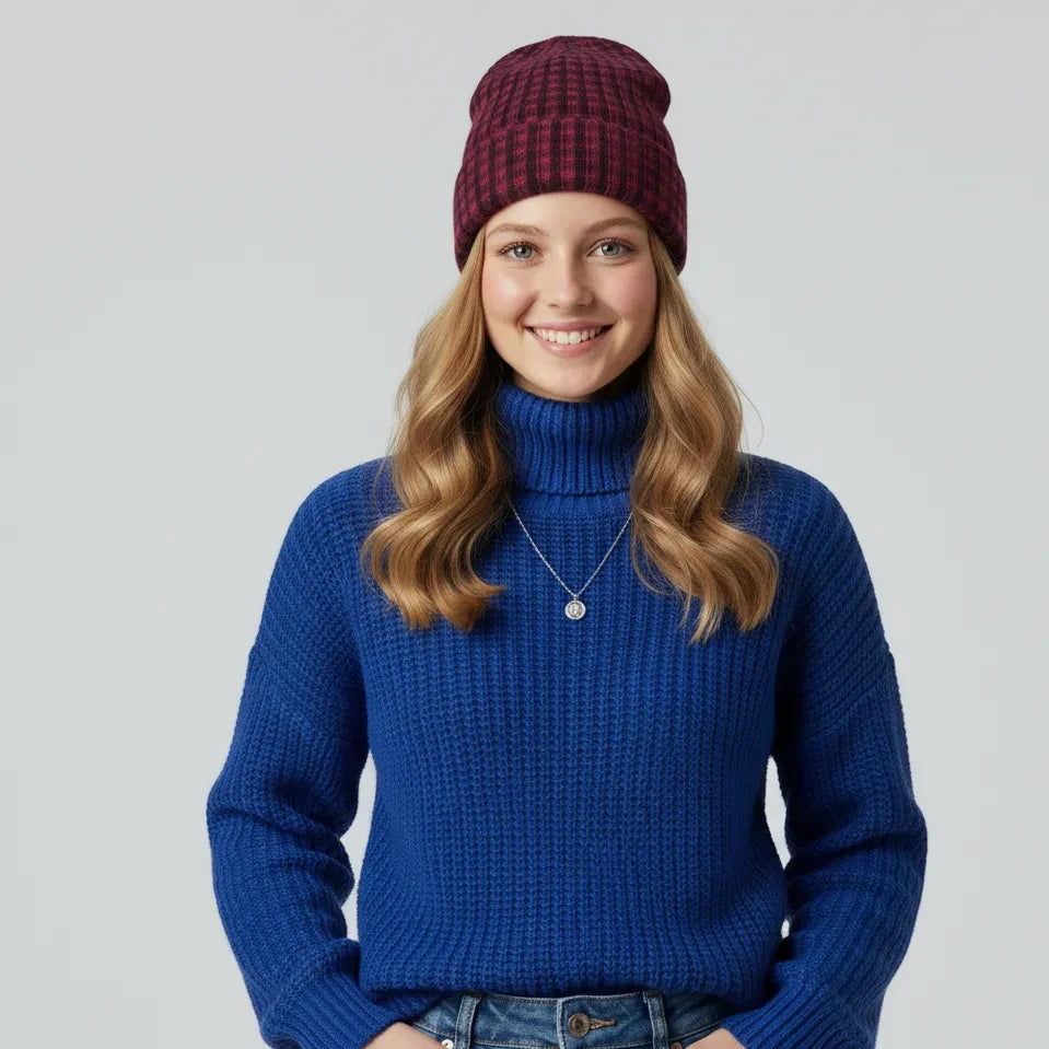 Nordic_Checkered_Fuchsia_Pink_and_Green_Beanie