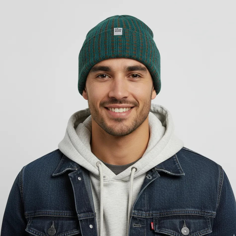 Nordic_Checkered_Green_and_Brown_Beanie
