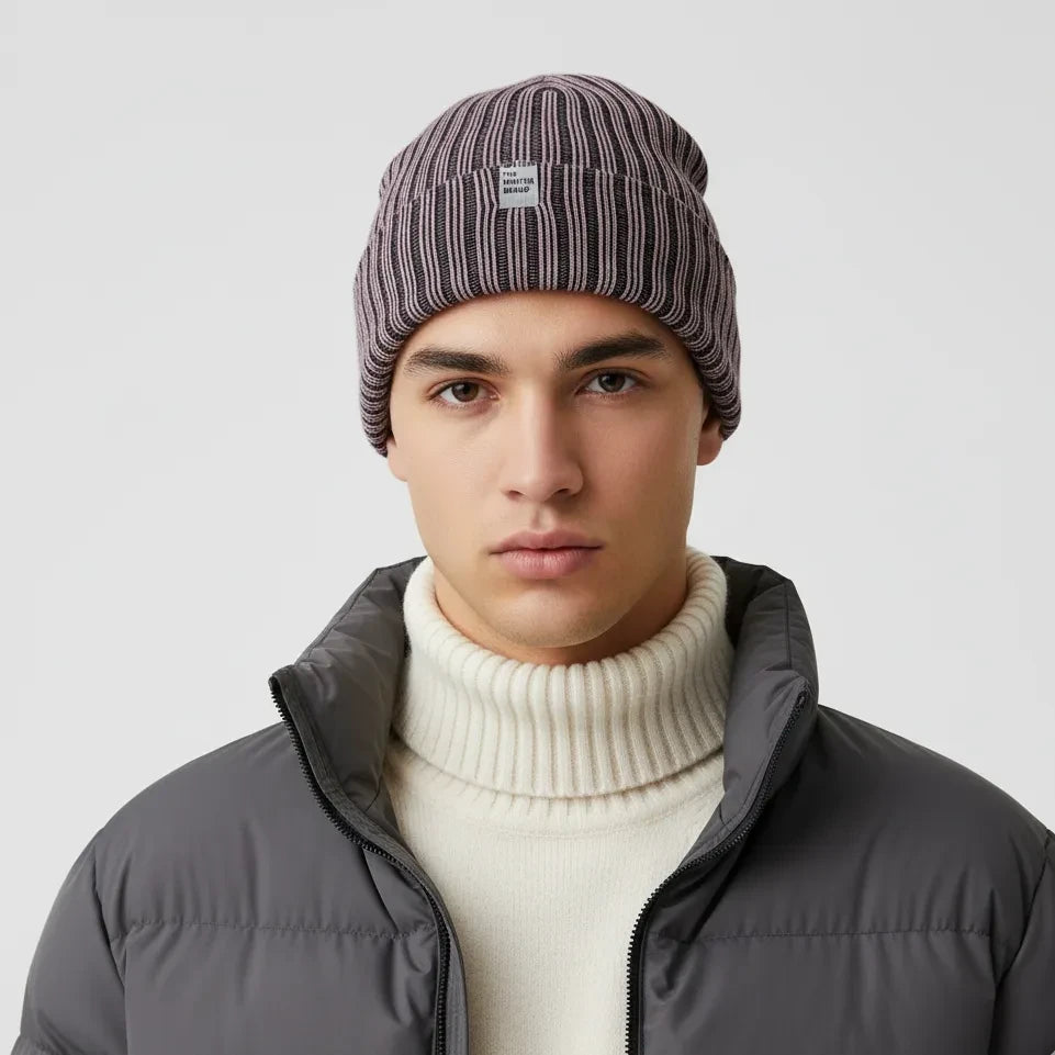 Robin_Stripes_Pink_and_Black_Beanie_for_boy