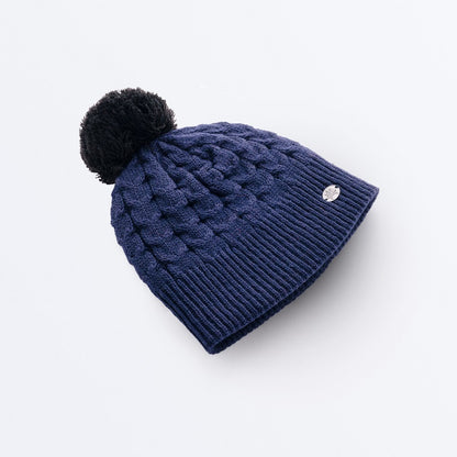 Snowflake Navy Pompom Beanie