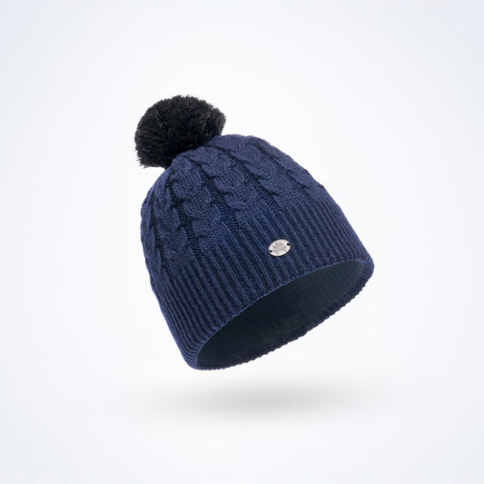 Snowflake Navy Pompom Beanie