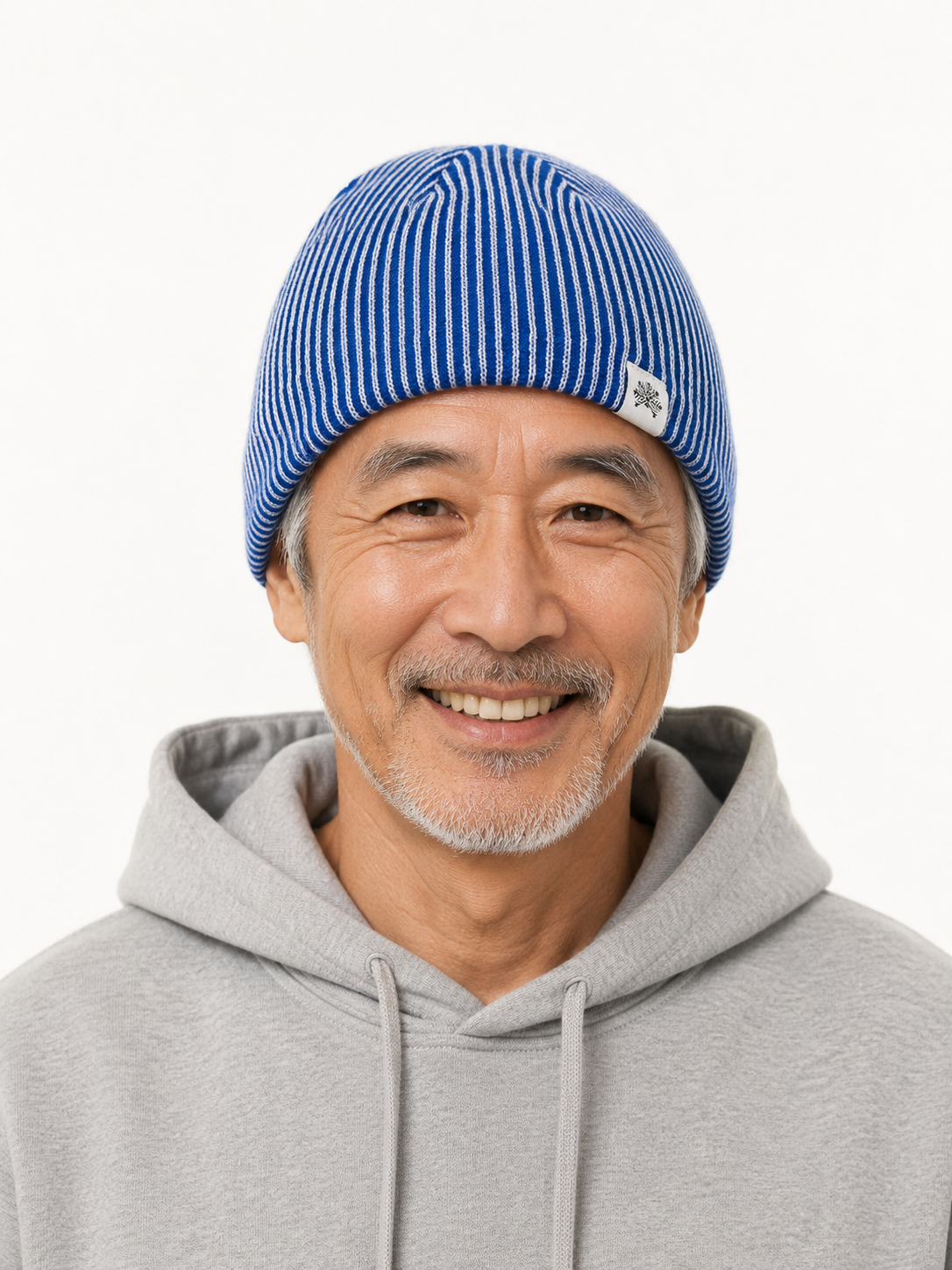 Snowy Stripes Blue Beanie