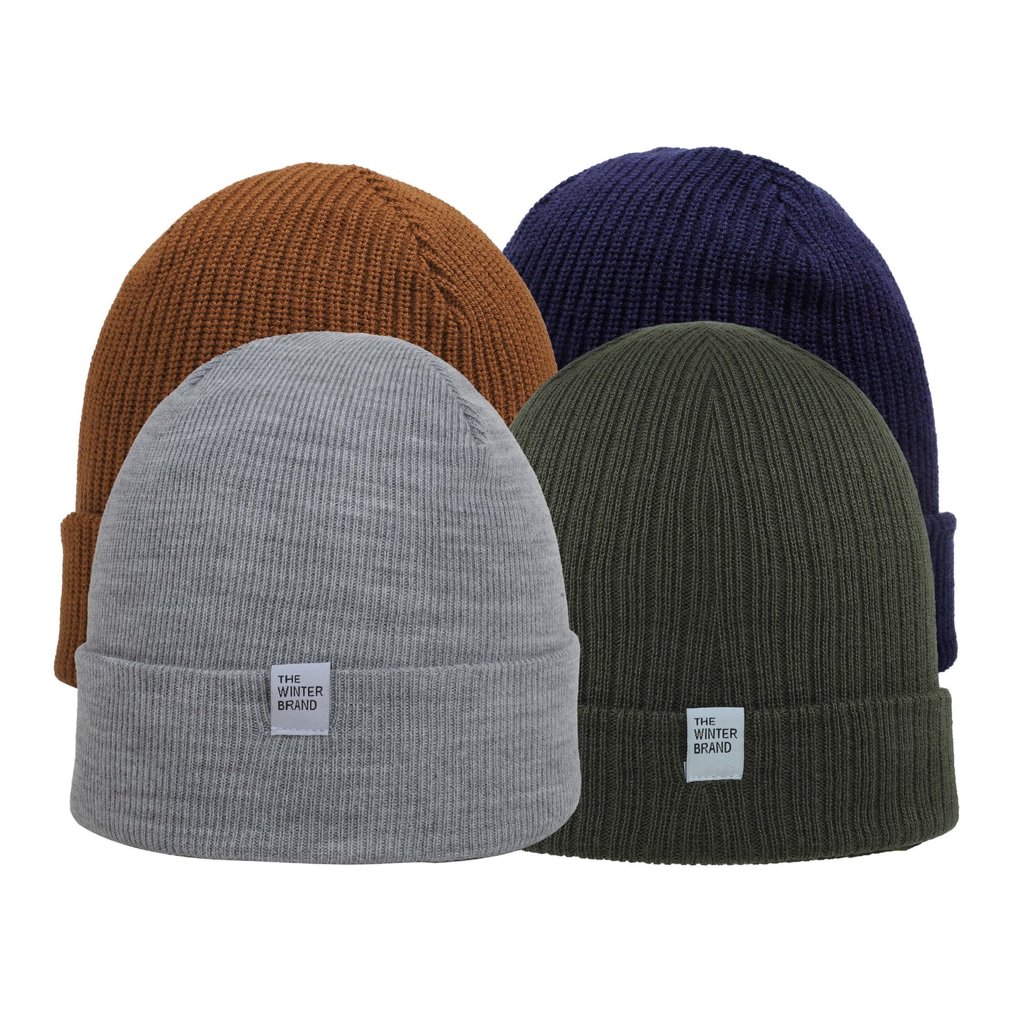 Colorful 4 Beanie Bundle | Olive, Brown, Navy, Black