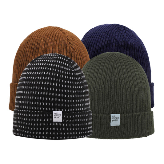 Colorful 4 Beanie Bundle | Brown, Olive, Navy, Black