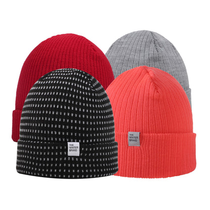 Colorful 4 Beanie Bundle | Red, Gray, Coral, Black