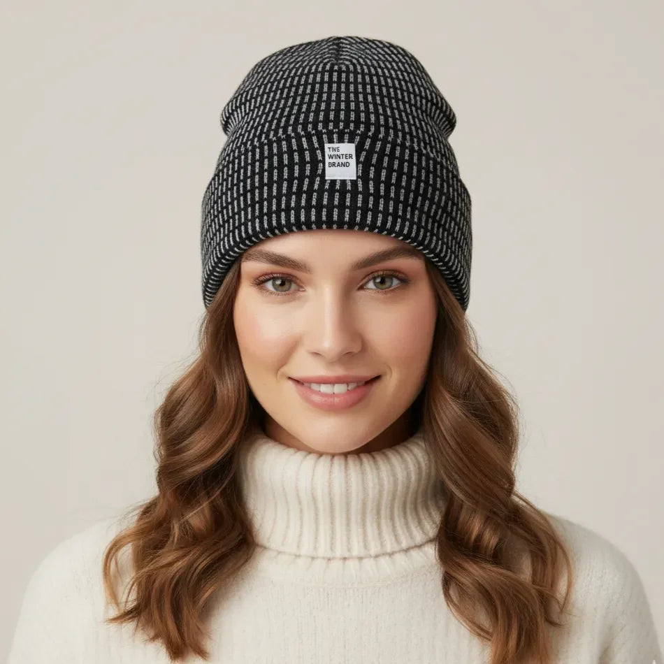 Yule_Dotted_Neutral_Black_Beanie_for_girl