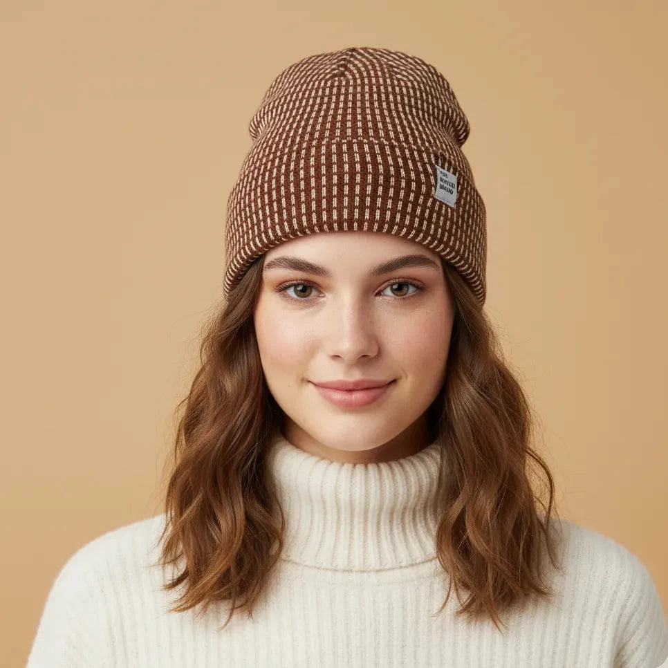 Yule Dotted Neutral Brown Beanie